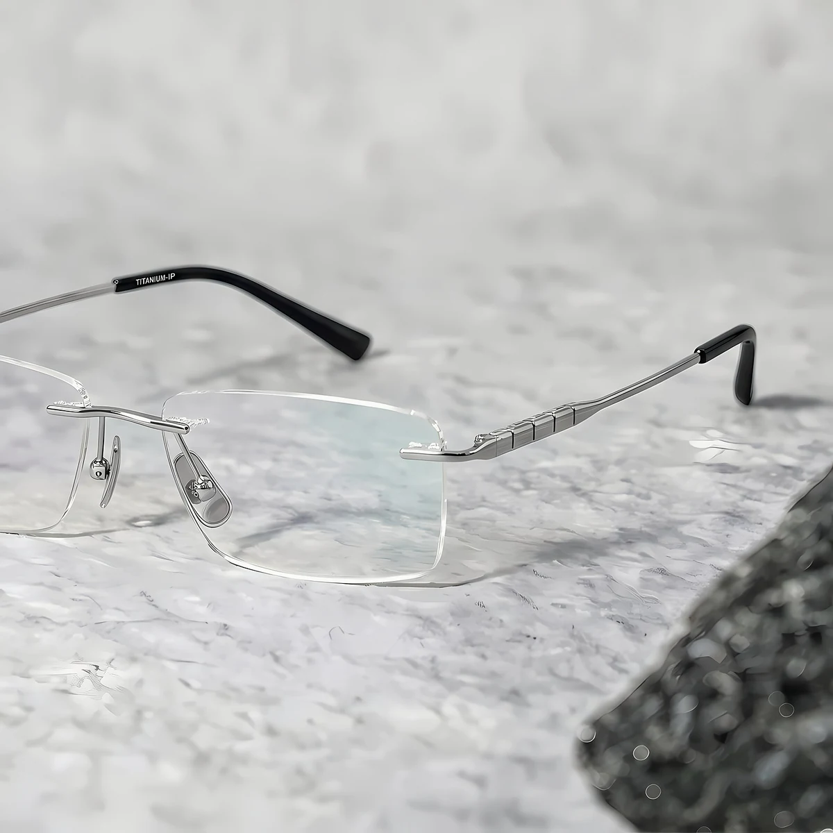 【軽やかな掛け心地】Eterlens 約10g 純チタン リムレスメガネ｜ブルーライトカット｜UVカット