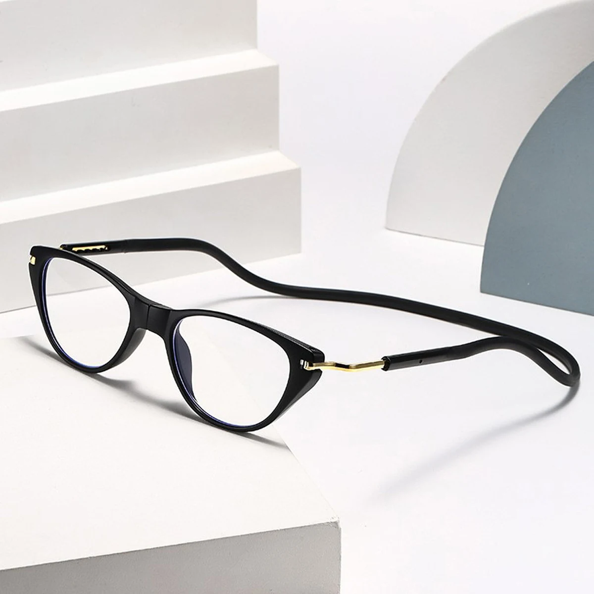 【置き忘れ・紛失対策に】Eterlens 首掛け磁石式老眼鏡｜長さ調節可能なテンプル｜UVカット・ブルーライトカット