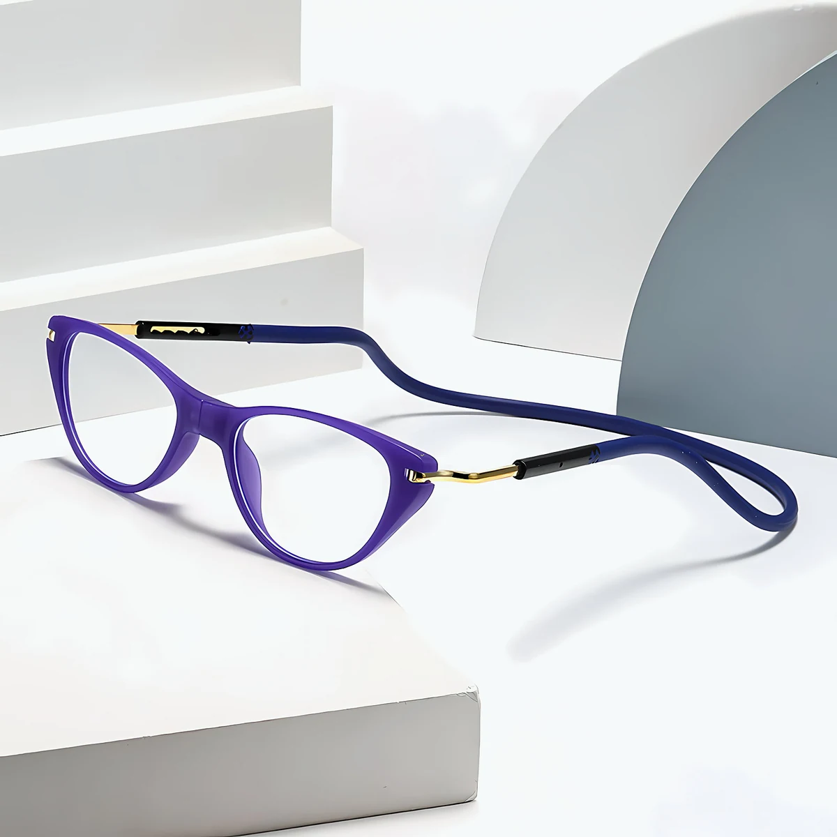 【置き忘れ・紛失対策に】Eterlens 首掛け磁石式老眼鏡｜長さ調節可能なテンプル｜UVカット・ブルーライトカット