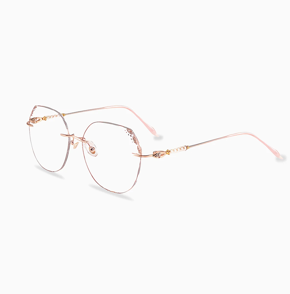 Eterlens ブルーライトカット老眼鏡 | パール装飾  | ファッショナブルで若見え | 形状記憶金属素材 - 商品画像 2/5 (Rimless BlueGuard)
