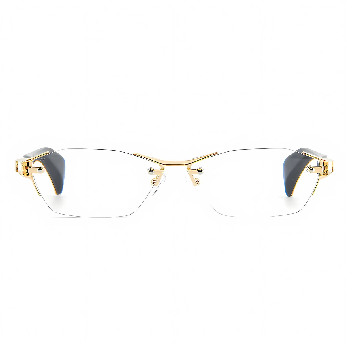 【ブルーライトカット・調光レンズ・リムレス】 Eterlens｜ミニマルな多角形リムレス老眼鏡｜シャープな幾何学デザイン・洗練された印象｜目にやさしくて快適