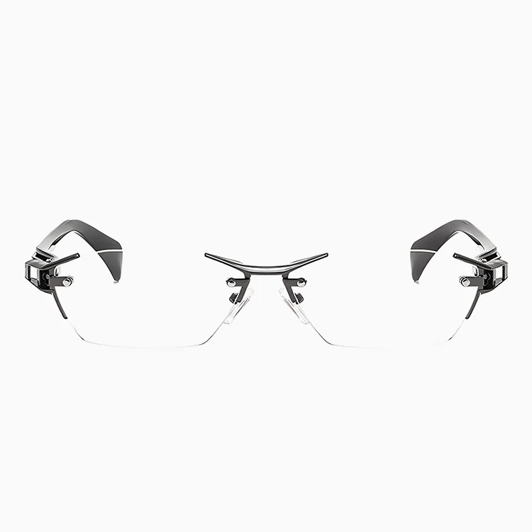 【ブルーライトカット・調光レンズ・リムレス】 Eterlens｜ミニマルな多角形リムレス老眼鏡｜シャープな幾何学デザイン・洗練された印象｜目にやさしくて快適