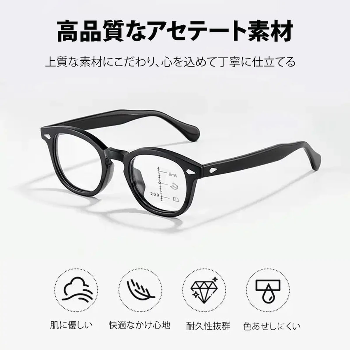 【遠近両用・累進多焦点レンズ】Eterlens 老眼鏡 おしゃれ サーモントフレーム | ブルーライトカット | 40代・50代向け 知的で上品なシニアグラス - 商品画像 8/15 (Boston Progressive)