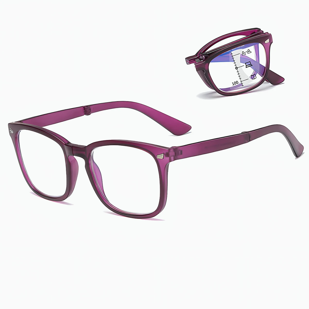 クラシック大きめフレーム｜調光多焦点｜遠近両用折りたたみ式老眼鏡 | Square Progressive - 商品画像 9/11