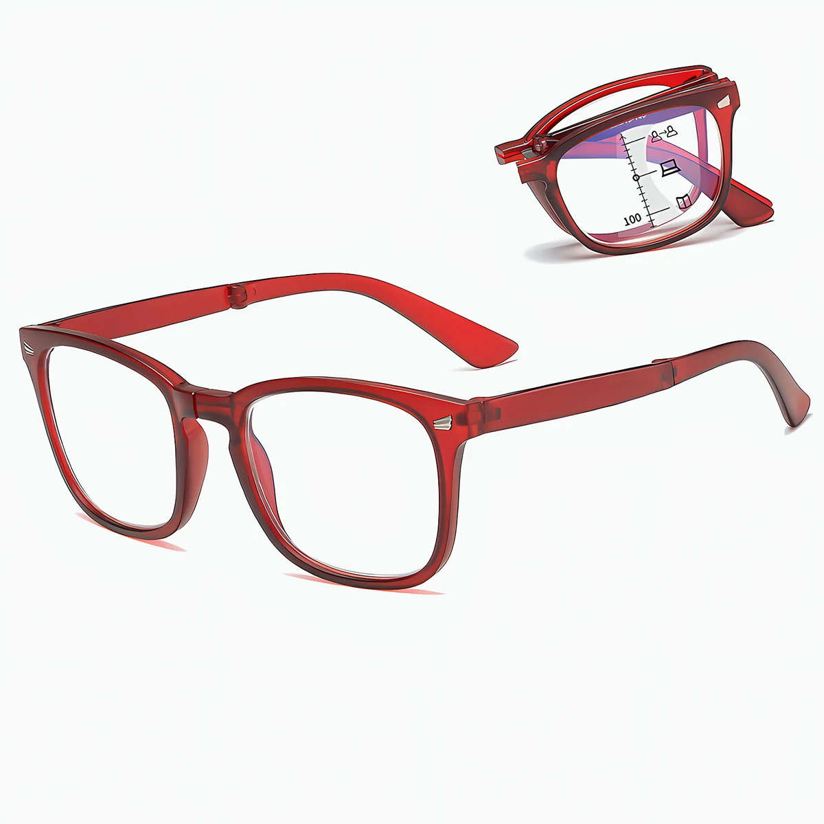 クラシック大きめフレーム｜調光多焦点｜遠近両用折りたたみ式老眼鏡 | Square Progressive - 商品画像 10/11