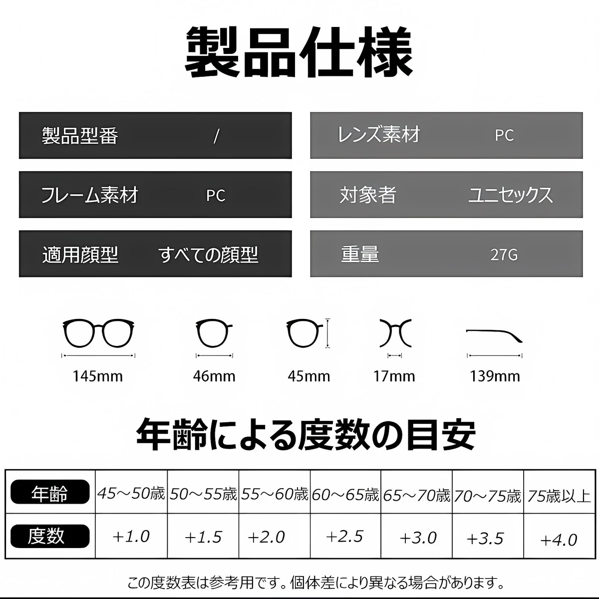 おしゃれなビッグフレーム老眼鏡 | Wellington BlueGuard - 商品画像 6/12