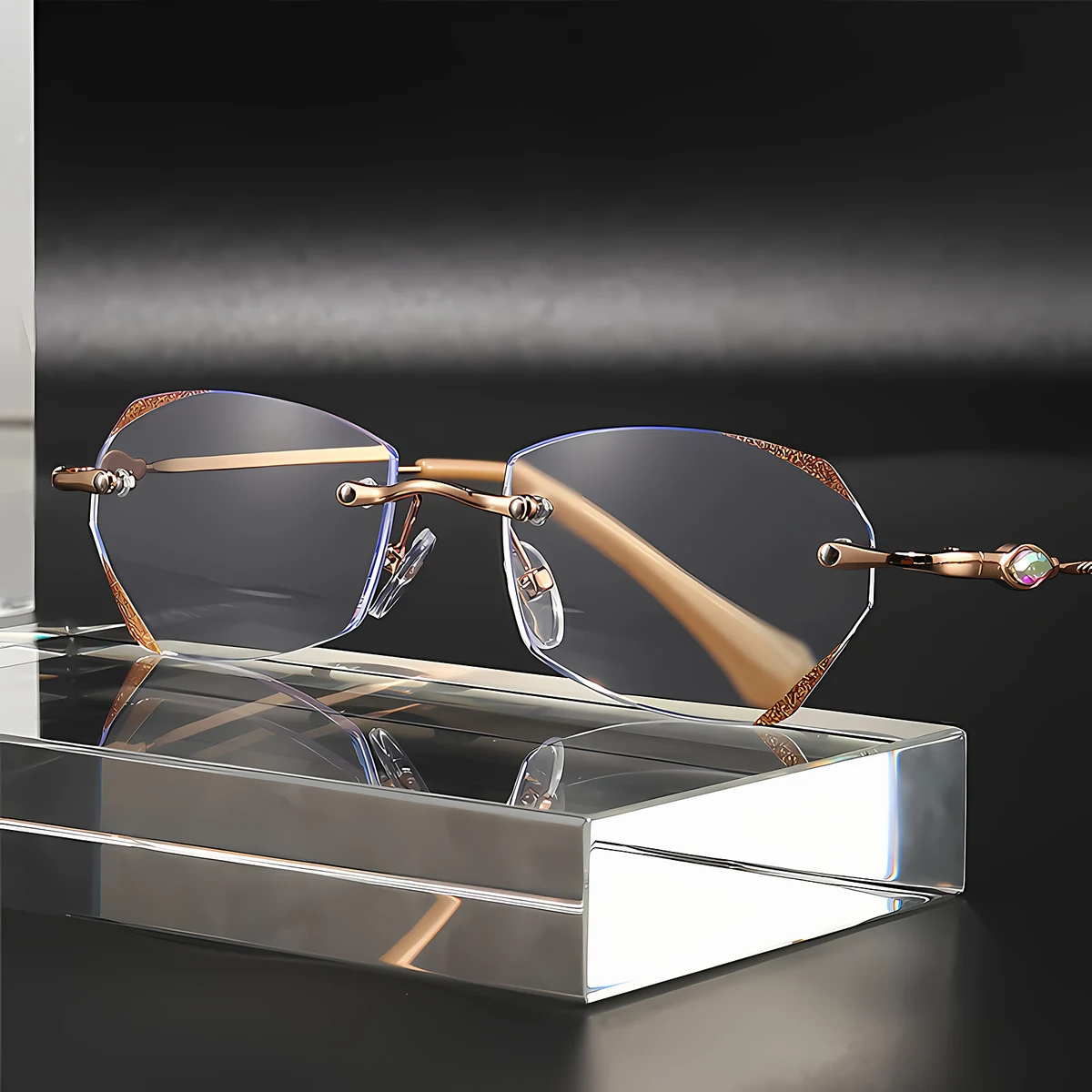 Eterlens『Diadème』(ディアデム) | 新作ダイヤモンドカットリムレスファッション老眼鏡 - 商品画像 2/7 (Rimless RxReady)
