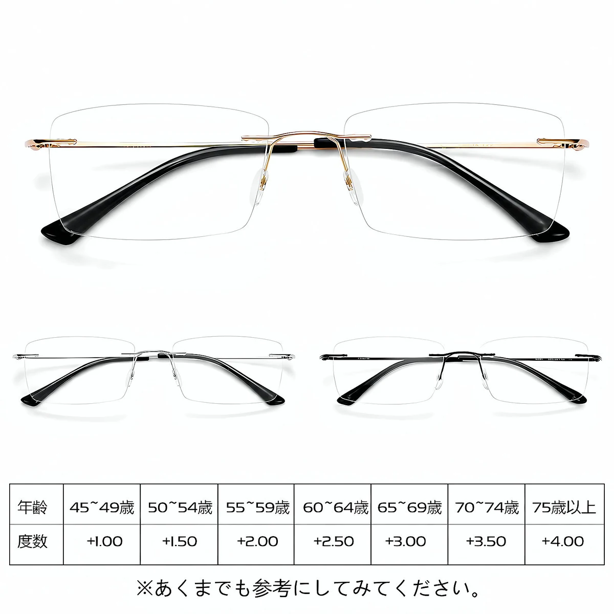チタン製フレームレスブルーライトカット老眼鏡 | Rimless BlueGuard - 商品画像 7/9