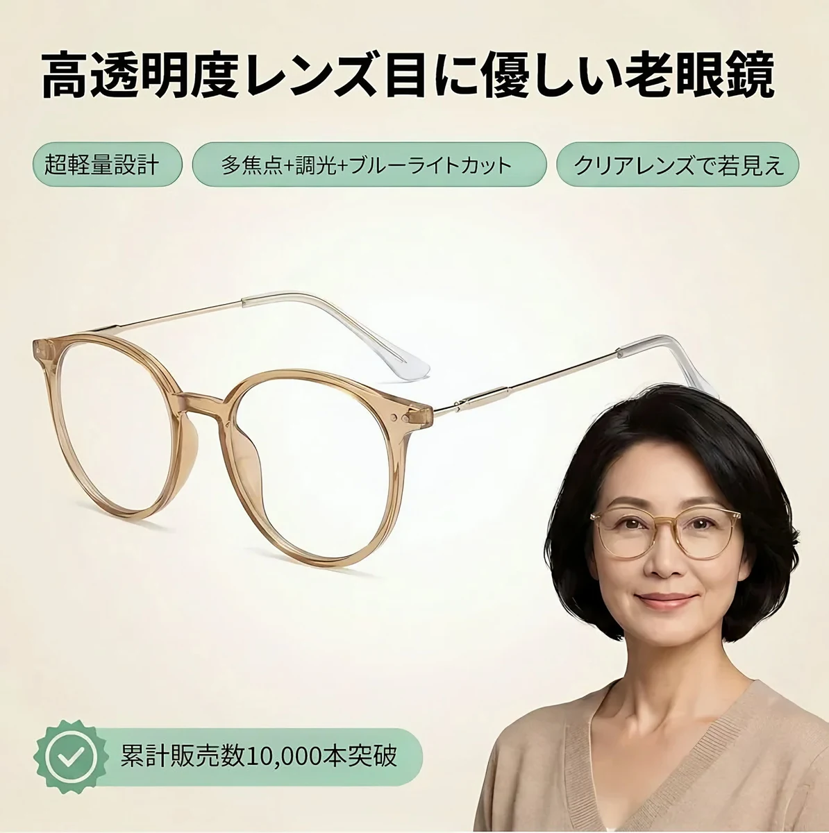超軽量クリア老眼鏡 | Boston Progressive | Eterlens