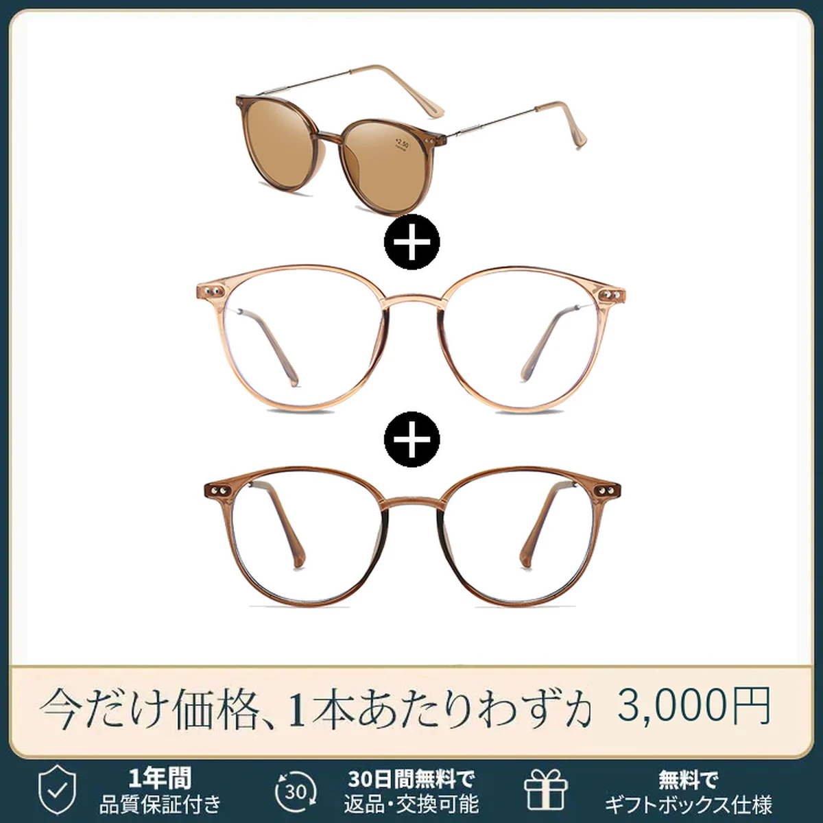 超軽量クリア老眼鏡 | Boston Progressive | Eterlens