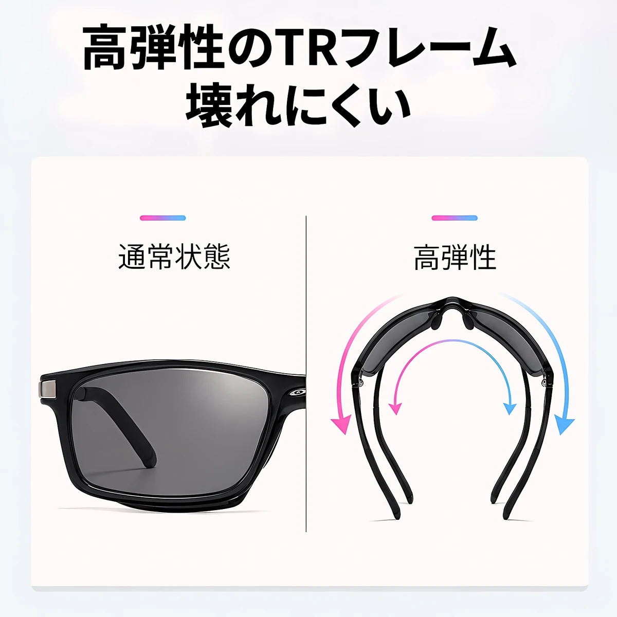【調光・遠近両用】Eterlens 老眼鏡 おしゃれ スクエア | スマート調光・ブルーライトカット | スポーティデザイン・アウトドア兼用-Black