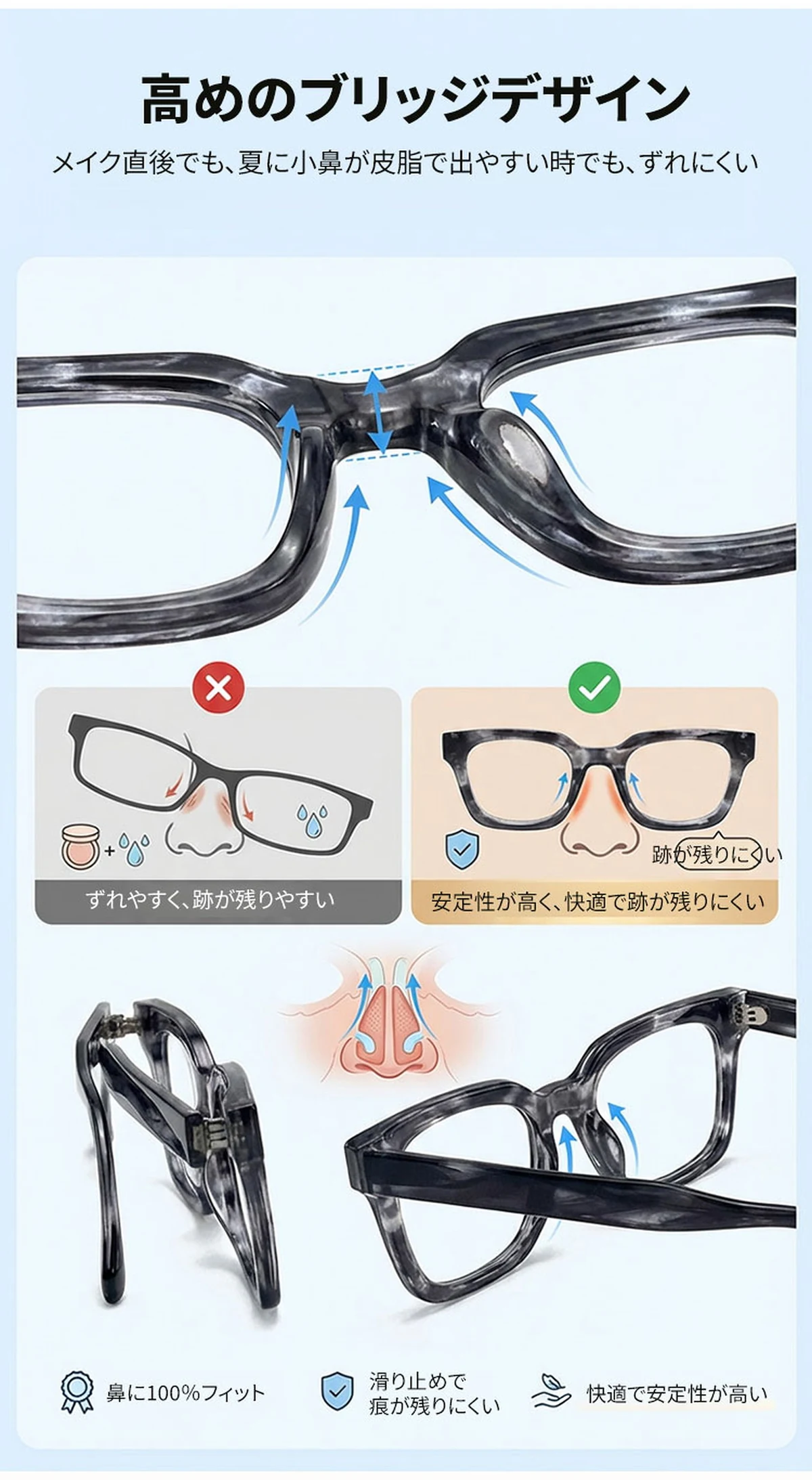 ETERLENS | 小顔効果・超軽量TR | 水墨画風ビッグフレーム | 快適な見え心地 | おしゃれ 老眼鏡 商品説明画像 10