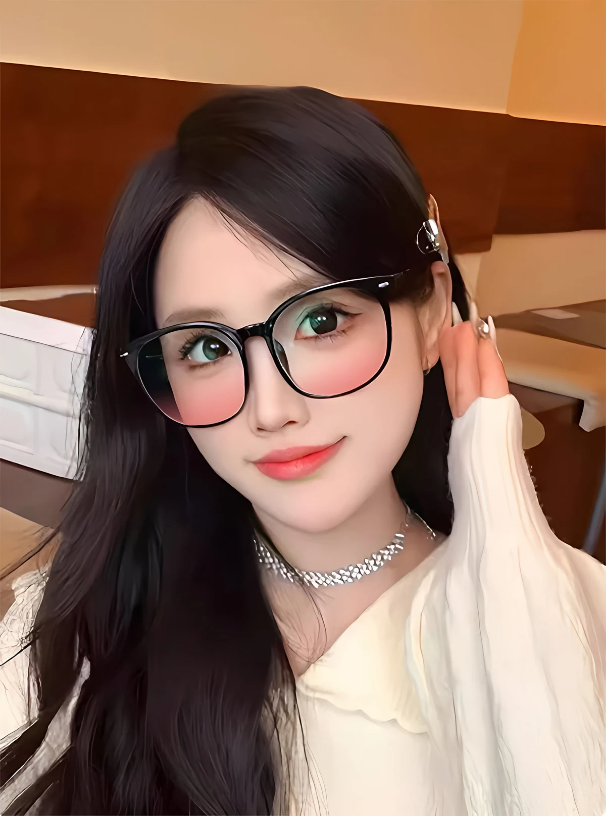 【中顔面短縮メガネ】Eterlens カスタム眼鏡 レディース｜TR90&times;メタル軽量ハイブリッドフレーム｜血色感アップ・顔まわりをすっきり見せる印象の女性専用設計 商品説明画像 4