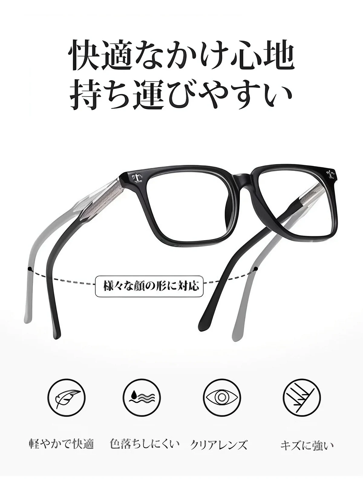 【調光・遠近両用】Eterlens 色が変わる老眼鏡|大きなスクエア型|芯張りテンプル|アセテート|ブルーライトカット 紫外線対策 ユニセックス 商品説明画像 9