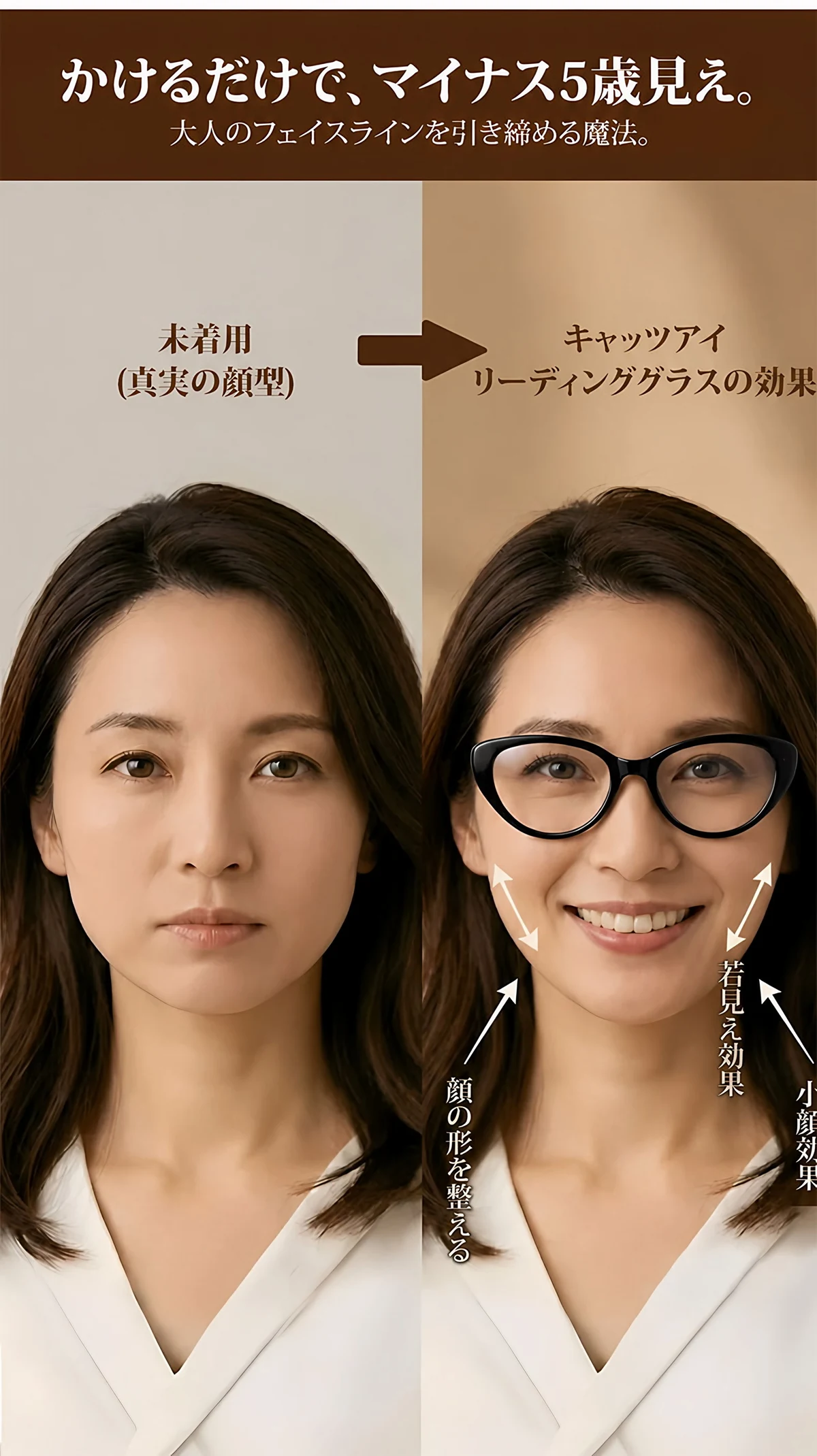 【リフトアップ効果・一番人気】Eterlens レディース フォックス型 リーディンググラス|小顔見え|エレガント|ブルーライトカット 商品説明画像 4