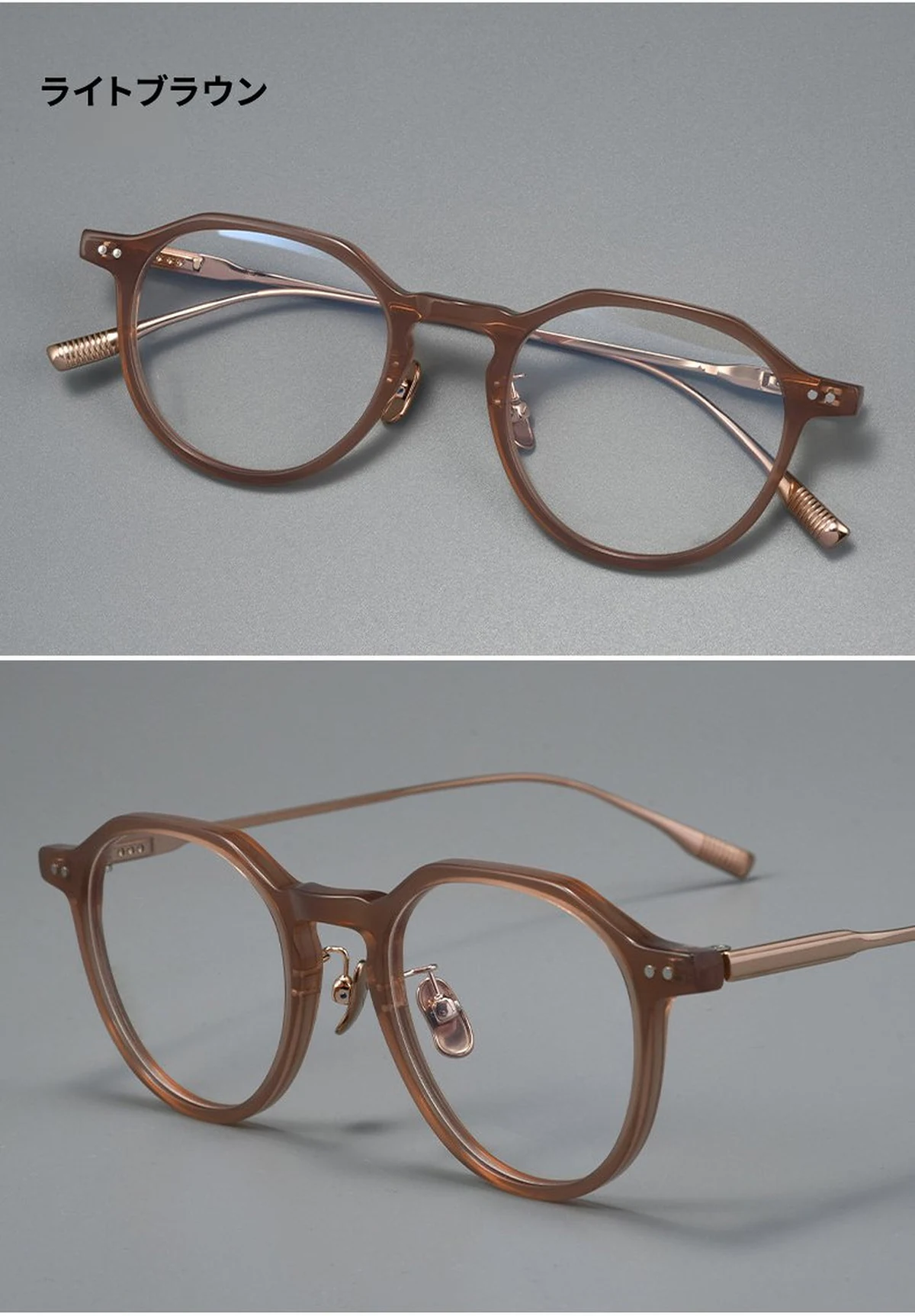 【小顔効果・ミニマルデザイン】Eterlens 度付きメガネ クラウンパント | 13.4g超軽量アセテート&times;チタン | 洗練されたヴィンテージ調・男女兼用 商品説明画像 7
