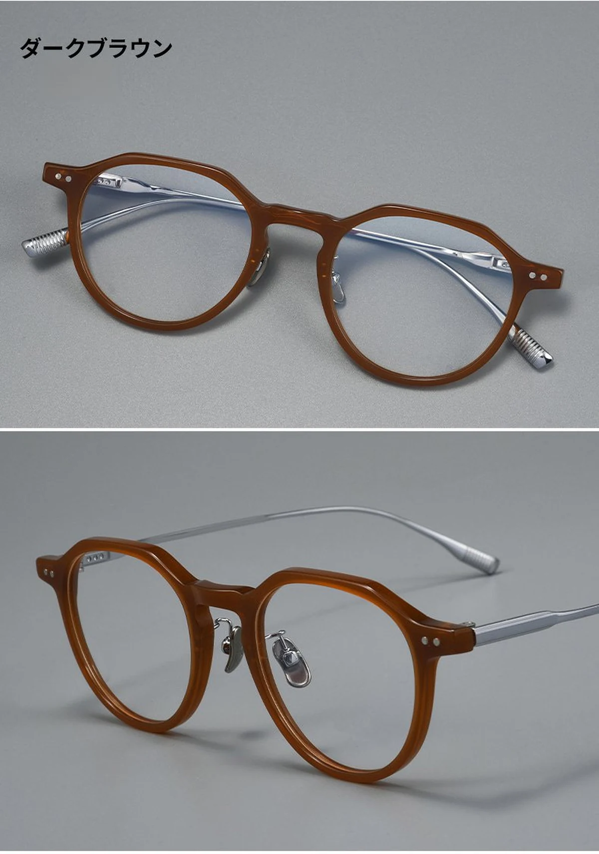 【小顔効果・ミニマルデザイン】Eterlens 度付きメガネ クラウンパント | 13.4g超軽量アセテート&times;チタン | 洗練されたヴィンテージ調・男女兼用 商品説明画像 9