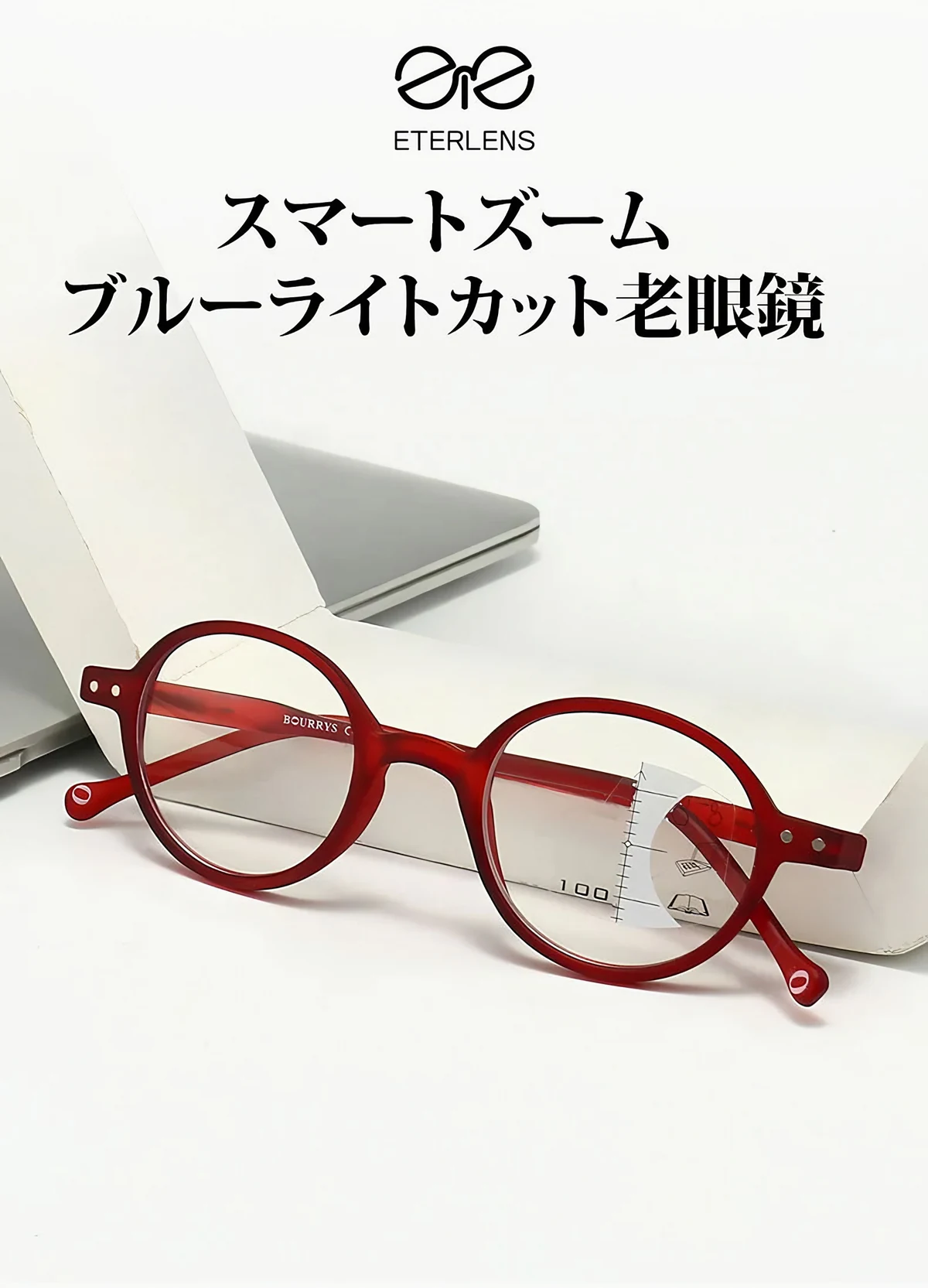遠近両用ブルーライトカット累進多焦点老眼鏡 | Round Progressive 商品説明画像 1