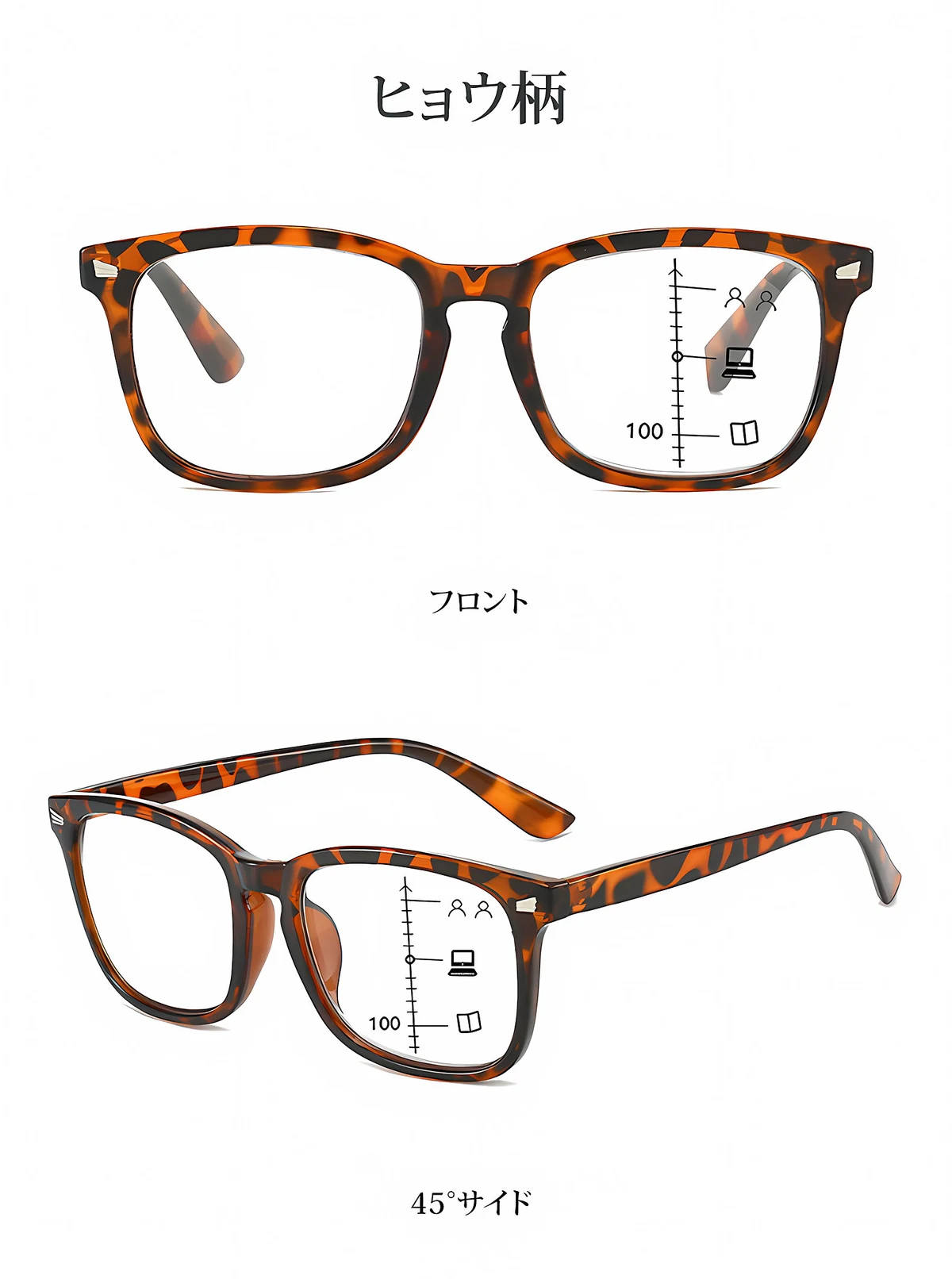 遠近両用累進多焦点ブルーライトカットビッグフレーム老眼鏡 | Wellington Progressive 商品説明画像 16