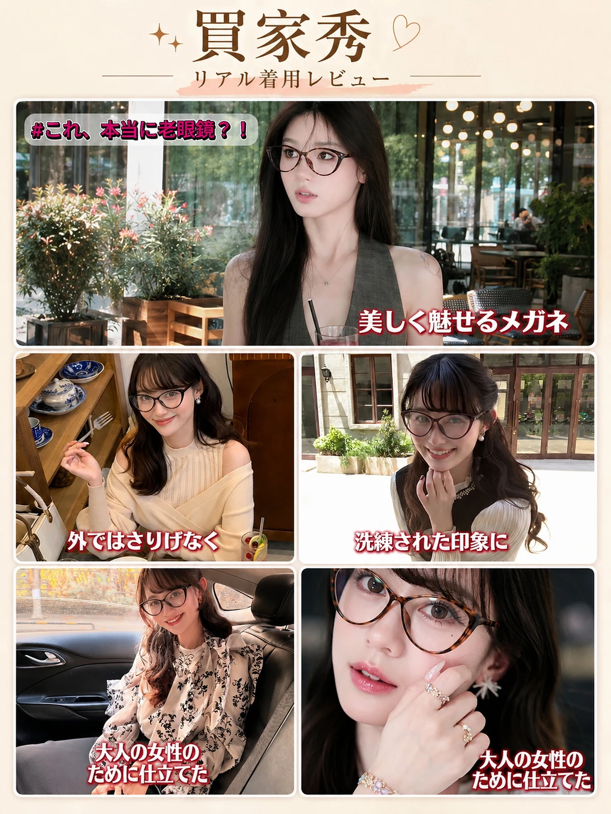【TR軽量・調光変色】 Eterlens｜欧米風ビッグフレームキャットアイ ブルーライトカットメガネ｜軽やかなTR素材 長時間でも鼻に負担がかかりにくい｜自動調光で1本2役｜ビッグフレームで&hellip; 商品説明画像 2