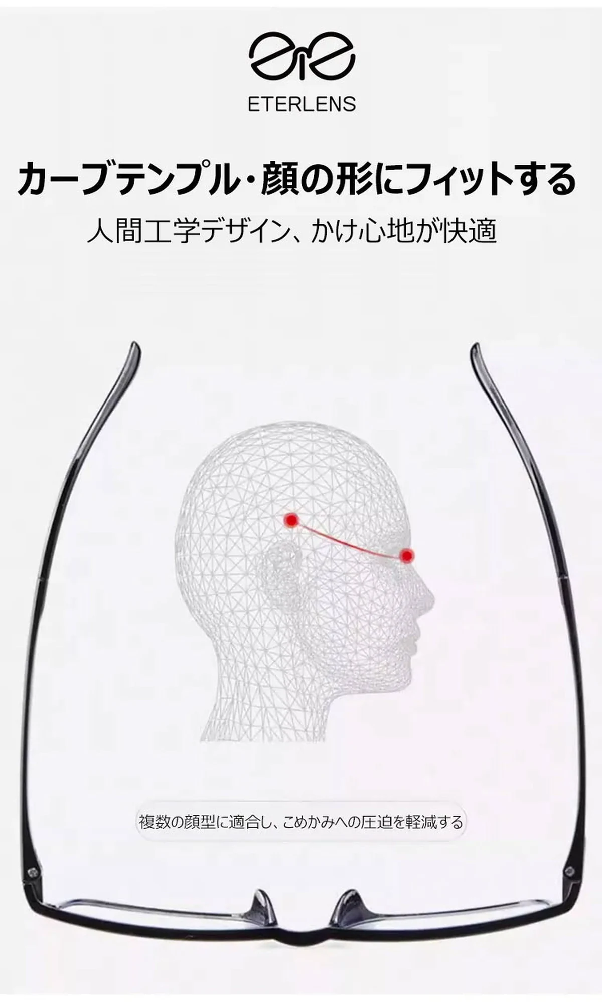 【定番のウェリントン型】Eterlens｜クラシックブラックフレーム ブルーライトカットメガネ｜ブルーライトカット キズがつきにくい｜書斎からビジネスまでこれ1本 商品説明画像 2