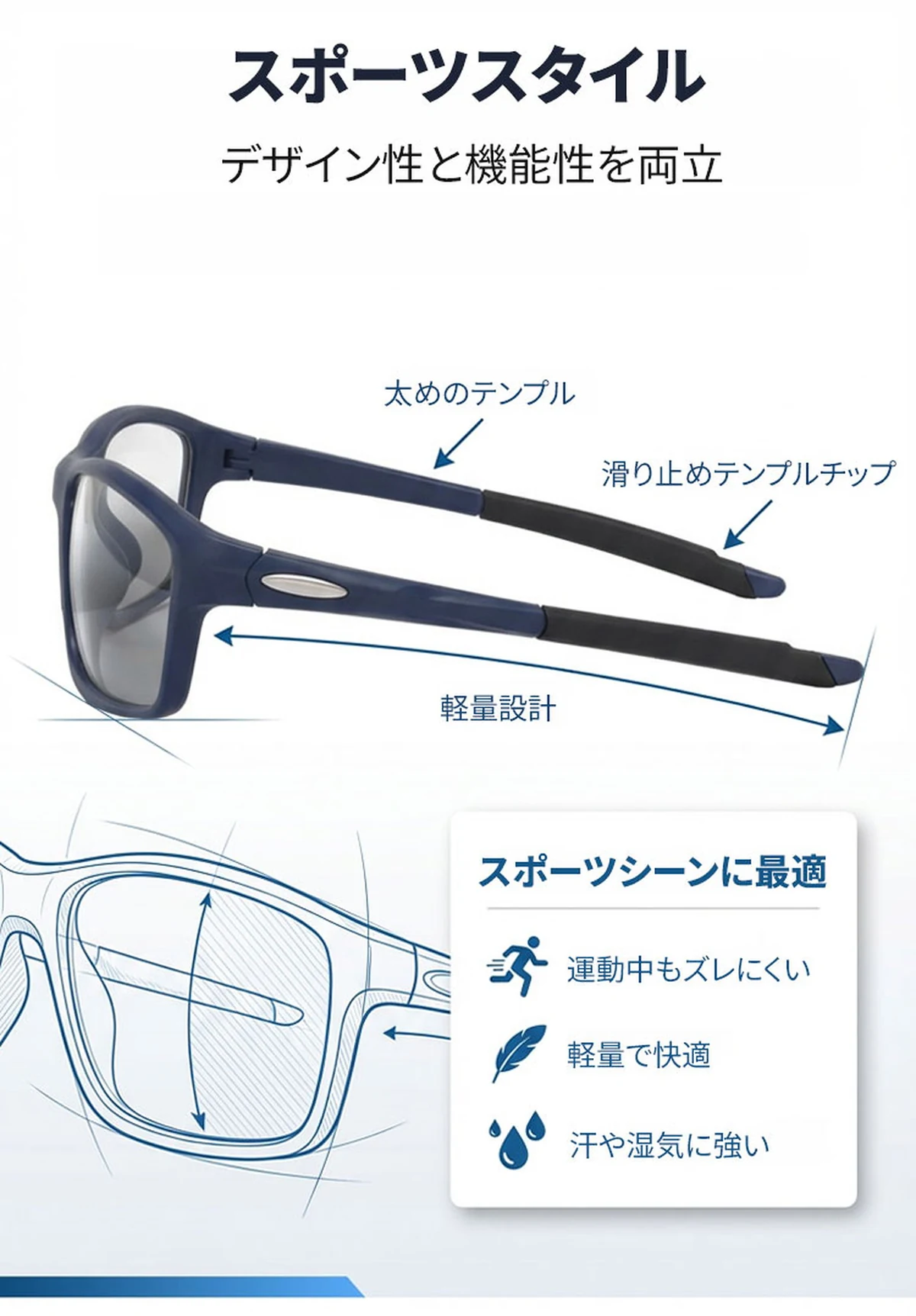 Eterlens GRAVITY｜防風 防塵 花粉対策｜昼夜自動調光｜遠近両用｜流線型デザインで目もとをしっかりガード 商品説明画像 7