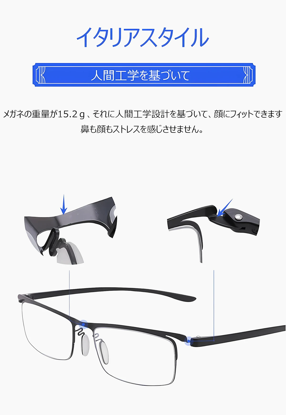 累進多焦点遠近両用ブルーライトカット老眼鏡 | Square Progressive 商品説明画像 22