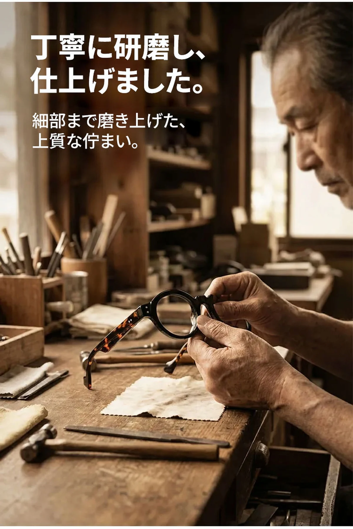 【時の円環コレクション】Eterlens｜匠の技が光る レトロ風太セルラウンド型老眼鏡｜ブルーライトカット｜知的で落ち着いた印象 商品説明画像 3