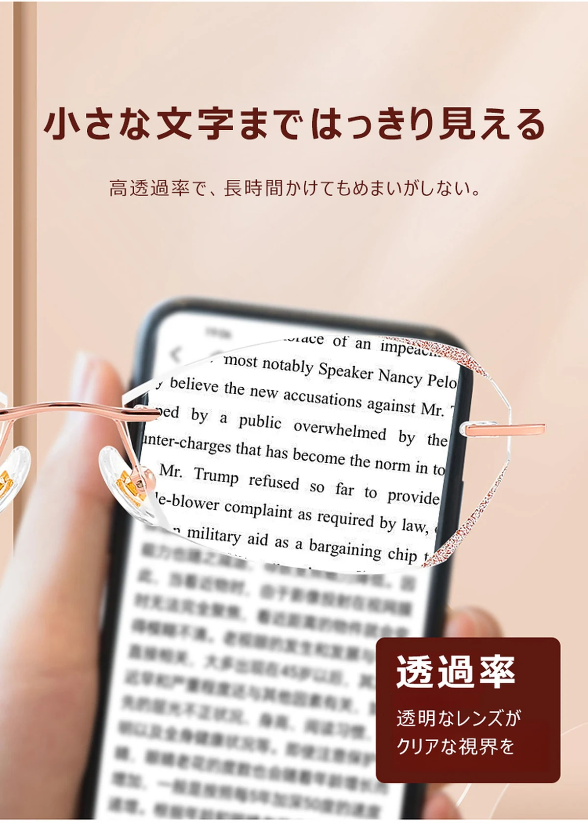 Eterlens おしゃれなフチなしブルーライトカット老眼鏡 | 若見え 軽量で目に優しい | 日常の読書に最適 商品説明画像 4