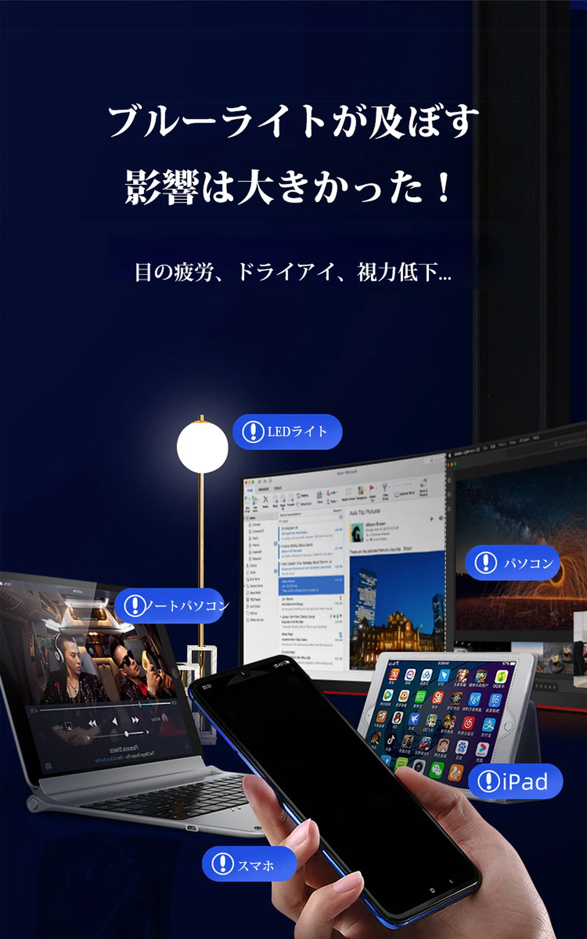 9.8g 超軽量チタンブルーライト対策老眼鏡 | Square BlueGuard 商品説明画像 3