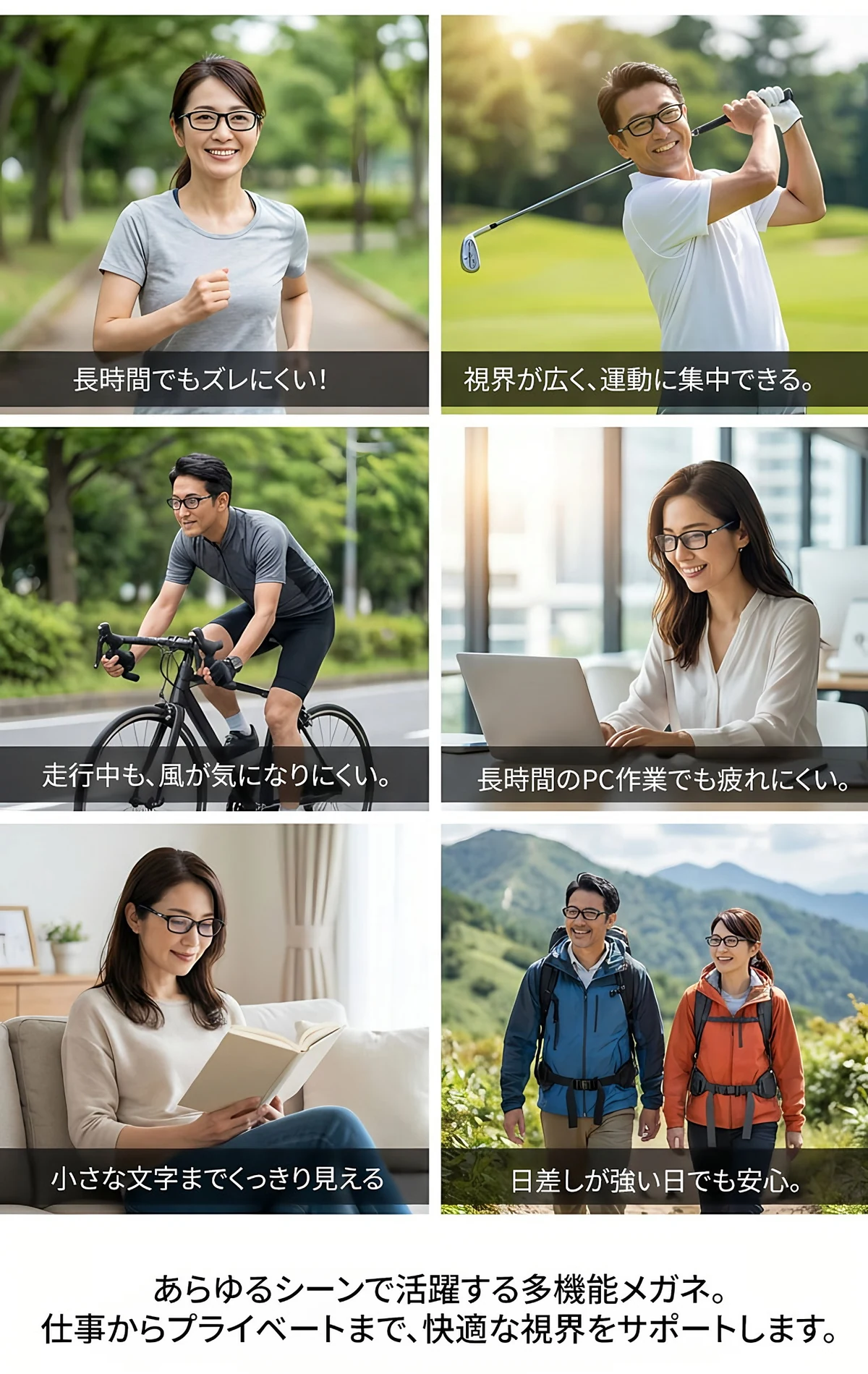 [Black]【調光・遠近両用】Eterlens 老眼鏡 おしゃれ スクエア | スマート調光・ブルーライトカット | スポーティデザイン・アウトドア兼用 商品説明画像 24