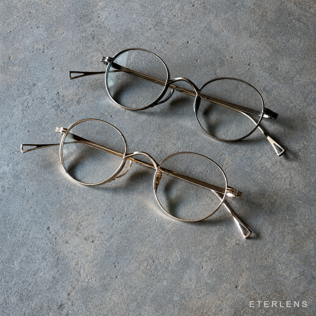 Eterlens KL 時の円環コレクション『刻』｜8.8g 超軽量のチタン製レトロラウンドメガネ｜度付き可能｜匠の技が光る一本