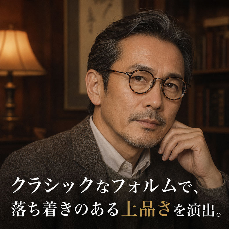 【小顔効果・レトロな鯖江風】Eterlens 老眼鏡 おしゃれ 丸メガネ 度付き | クラシックなボストン型軽量フレーム | べっ甲調デザイン・男女兼用 商品画像 3