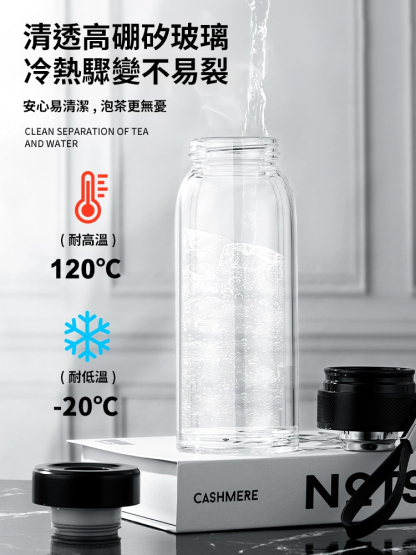 新款一鍵開蓋茶水分離防爆杯