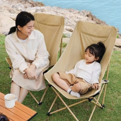 超輕戶外折疊靠背椅加高月亮椅露營折疊凳子蝴蝶椅輕便露營折疊椅