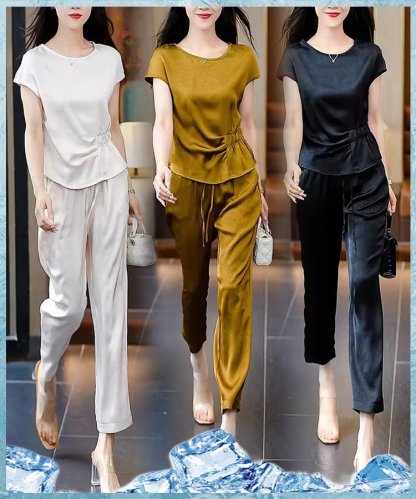 綢緞紋提花高品質套裝女