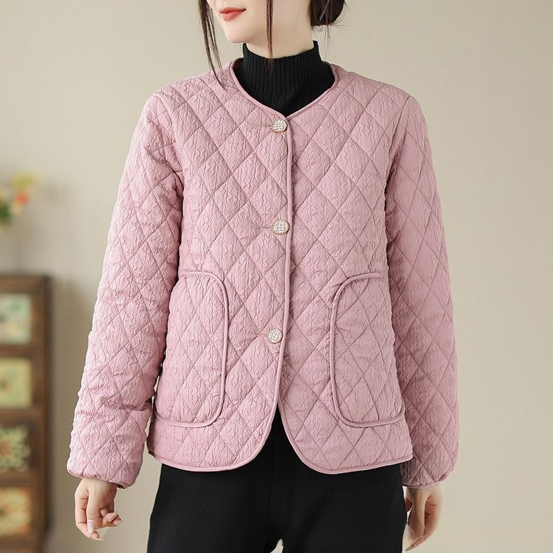 圓領小香風氣質肌理感羽絨棉服