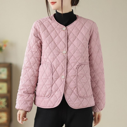 圓領小香風氣質肌理感羽絨棉服
