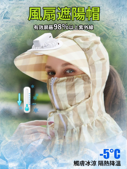夏季遮陽防曬風扇帽
