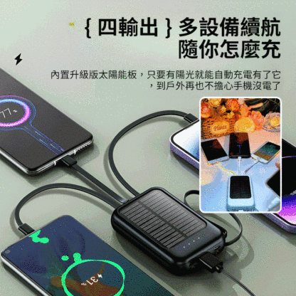 自帶線迷你快充太陽能行動電源