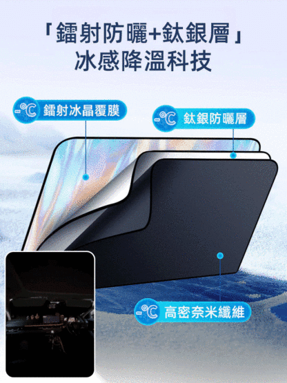 夏日鐳射鈦銀磁吸式汽車窗簾