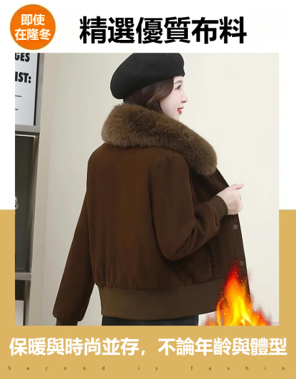 【小火爐】大毛領加絨加厚派克棉服女