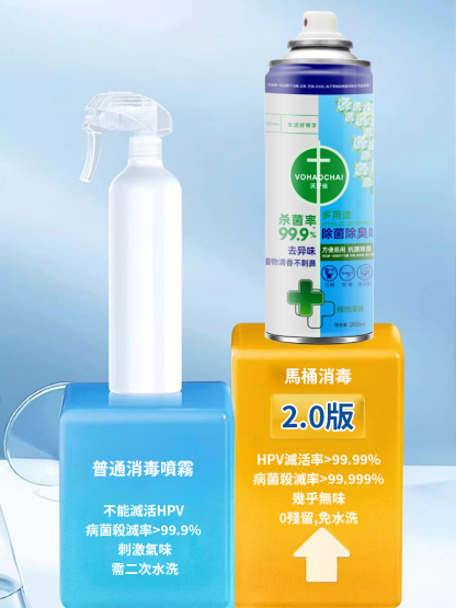 99.99%殺菌率馬桶專用殺菌除臭噴霧