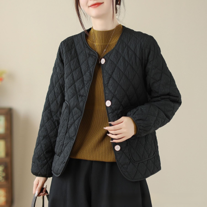 圓領小香風氣質肌理感羽絨棉服