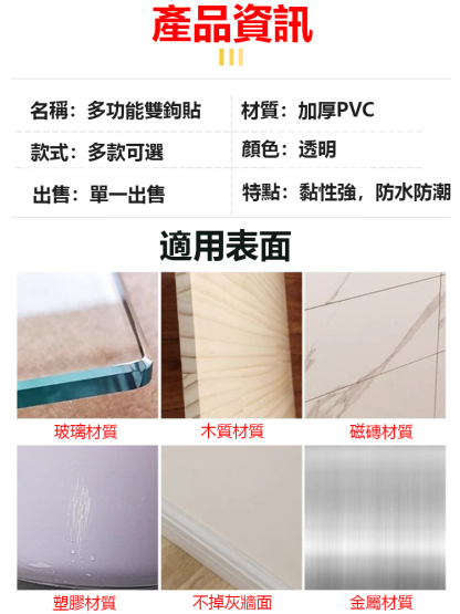 【牆壁不倒我不掉】透明無痕卡扣貼