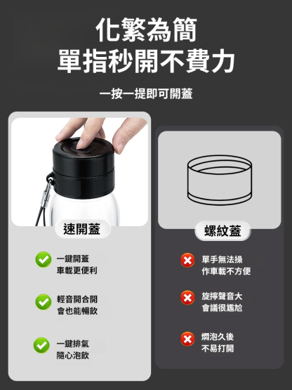 新款一鍵開蓋茶水分離防爆杯