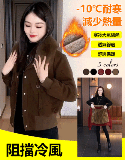 【小火爐】大毛領加絨加厚派克棉服女
