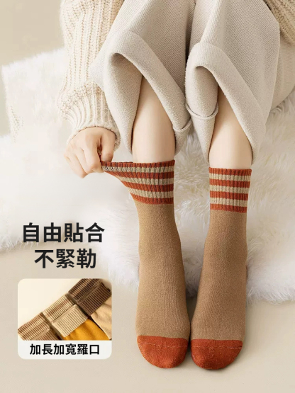 加絨保暖防臭毛圈中筒襪