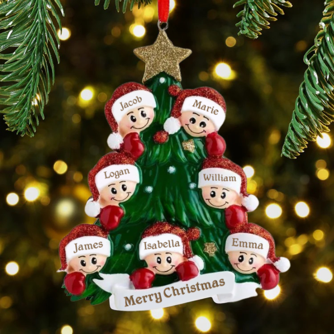 Personalised Family Christmas Ornament Custom 7 Names Hanging Ornament Gifts For Family