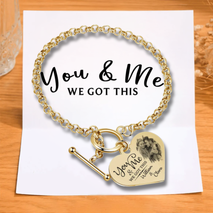 Personalised Photo Bracelet Set You & Me We Got This Custom 1 Photo & 2 Names Gift for Her